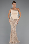 Robe de Soirée Longue Perlé Or ABU5303