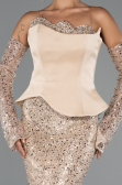 Robe de Soirée Longue Perlé Or ABU5303