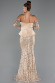 Robe de Soirée Longue Perlé Or ABU5303