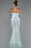 Robe de Soirée Longue Perlé Menthe ABU5303