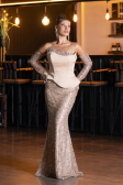 Robe de Soirée Longue Perlé Or ABU5303