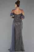 Robe de Soirée Longue Perlé Anthracite ABU5316