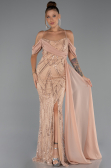 Robe de Soirée Longue Perlé Or ABU5316
