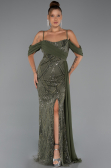 Robe de Soirée Longue Perlé Kaki ABU5316