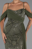 Robe de Soirée Longue Perlé Kaki ABU5316