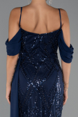 Robe de Soirée Longue Perlé Bleu Marine ABU5316
