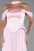 Robe de Soirée Longue Mousseline Poudre ABU5327