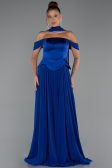 Robe de Soirée Longue Mousseline Bleu Saxe ABU5327