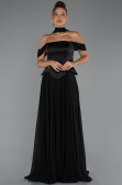 Robe de Soirée Longue Mousseline Noir ABU5327