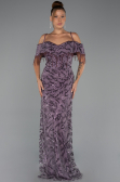 Robe De Soirée Grande Taille Longue Perlé Lavande ABU5326