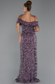 Robe De Soirée Grande Taille Longue Perlé Lavande ABU5326