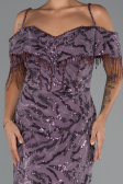 Robe De Soirée Grande Taille Longue Perlé Lavande ABU5326
