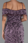 Robe De Soirée Grande Taille Longue Perlé Lavande ABU5326