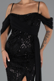 Robe de Soirée Longue Perlé Noir ABU5316