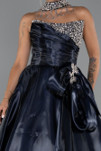 Robe de Soirée Longue Satin Bleu Marine ABU5324