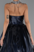 Robe de Soirée Longue Satin Bleu Marine ABU5324