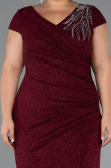 Robe Grande Taille Longue Rouge Bordeaux ABU5317