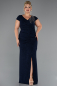 Robe Grande Taille Longue Bleu Marine ABU5317