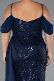 Robe Grande Taille Longue Perlé Bleu Marine ABU5319