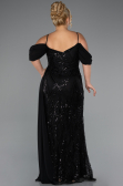 Robe Grande Taille Longue Perlé Noir ABU5319