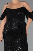 Robe Grande Taille Longue Perlé Noir ABU5319