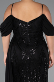 Robe Grande Taille Longue Perlé Noir ABU5319