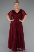 Robe de Soirée Grande Taille Longue Rouge Bordeaux ABU5323