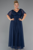 Robe de Soirée Grande Taille Longue Bleu Marine ABU5323