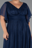 Robe de Soirée Grande Taille Longue Bleu Marine ABU5323