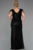 Robe de Soirée Grande Taille Longue Perlé Noir ABU5336