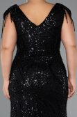 Robe de Soirée Grande Taille Longue Perlé Noir ABU5336
