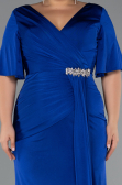Robe de Soirée Grande Taille Longue Bleu Saxe ABU5287