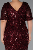 Robe Grande Taille Longue Rouge Bordeaux ABU5318