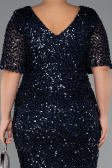 Robe Grande Taille Longue Bleu Marine ABU5318