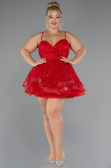 Robe Grande Taille Courte Rouge ABK2436