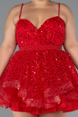 Robe Grande Taille Courte Rouge ABK2436