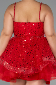 Robe Grande Taille Courte Rouge ABK2436