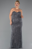 Robe De Mariée Grande Taille Longue Perlé Anthracite ABU5328
