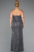 Robe De Mariée Grande Taille Longue Perlé Anthracite ABU5328