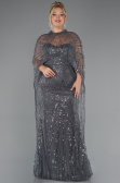 Robe De Mariée Grande Taille Longue Perlé Anthracite ABU5328