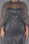 Robe De Mariée Grande Taille Longue Perlé Anthracite ABU5328
