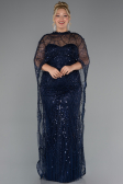 Robe De Mariée Grande Taille Longue Perlé Bleu Marine ABU5328