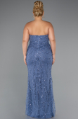 Robe De Mariée Grande Taille Longue Perlé Bleu ABU5328