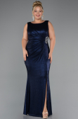 Robe de Soirée Grande Taille Longue Bleu Marine ABU5231