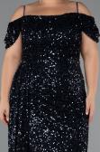 Robe De Soirée Grande Taille Longue Bleu Marine ABU5232