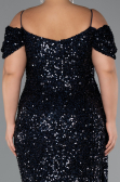 Robe De Soirée Grande Taille Longue Bleu Marine ABU5232