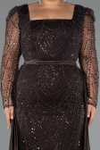 Robe De Fiançailles Grande Taille Perlé Longue Brun ABU4761