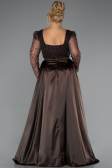 Robe De Fiançailles Grande Taille Perlé Longue Brun ABU4761