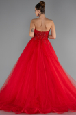Robe de Fiançailles Design Personnalisé Longue Rouge ABU5341