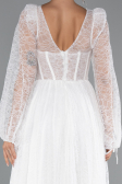 Robe de Soirée Longue Dantelle Blanc ABU5334